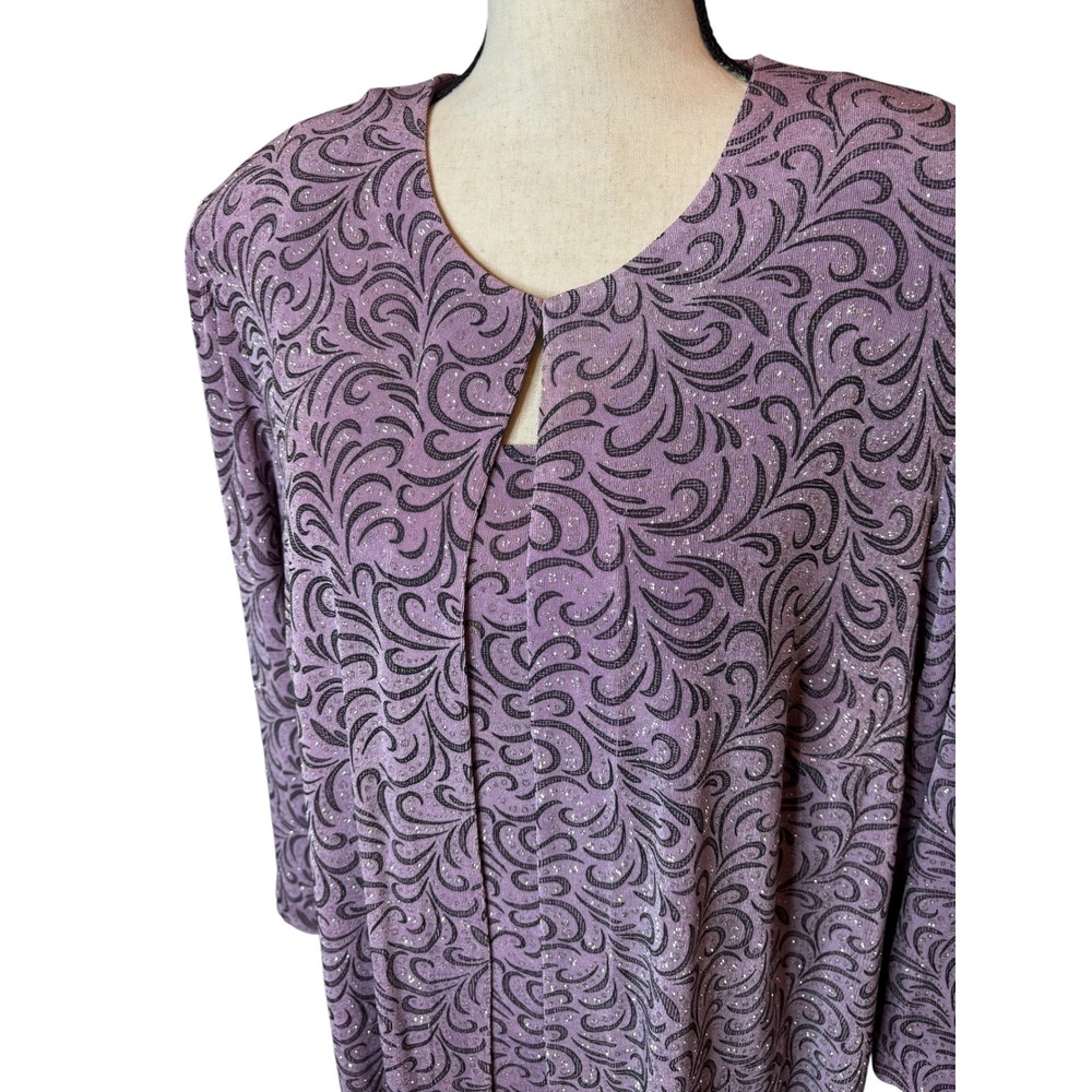 Alex Evenings Women 2X Purple Glitter Swirl 2 Piece Jacket and Tank Set Evening